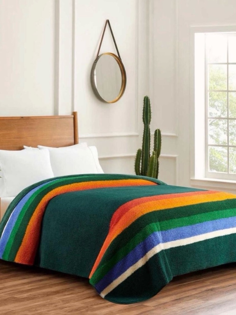 Pendleton Queen Grand Canyon Sherpa Fleece Blanket Green Southwestern Aztec